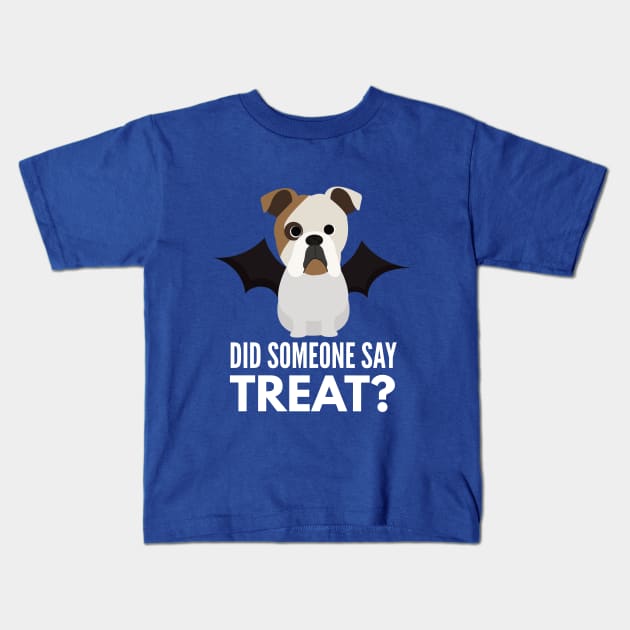 English Bulldog Halloween Trick or Treat Kids T-Shirt by DoggyStyles